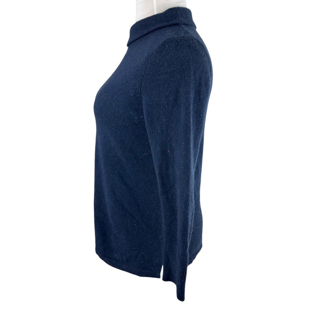 *Flawed Talbots Cashmere Sweater Sabrina Donegal LP Large Petite Navy Speckled - Picture 8 of 12